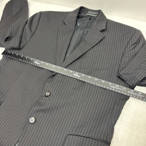 Ralph Lauren Mens Wool Black Pinstripe Blazer Suit Jacket Preppy Classic 42S EUC - Picture 10 of 12